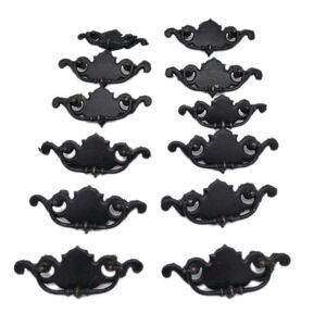 Vintage Drawer Pulls Batwing Chippendal Black Gothic Lot Of 12 With Most Screws